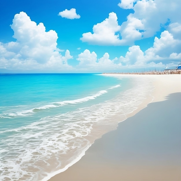 Een paradijselijk strand met blauwe luchten
