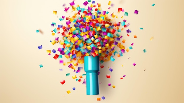 Foto een party-popper-emoji met kleurrijke confetti die eruit barst