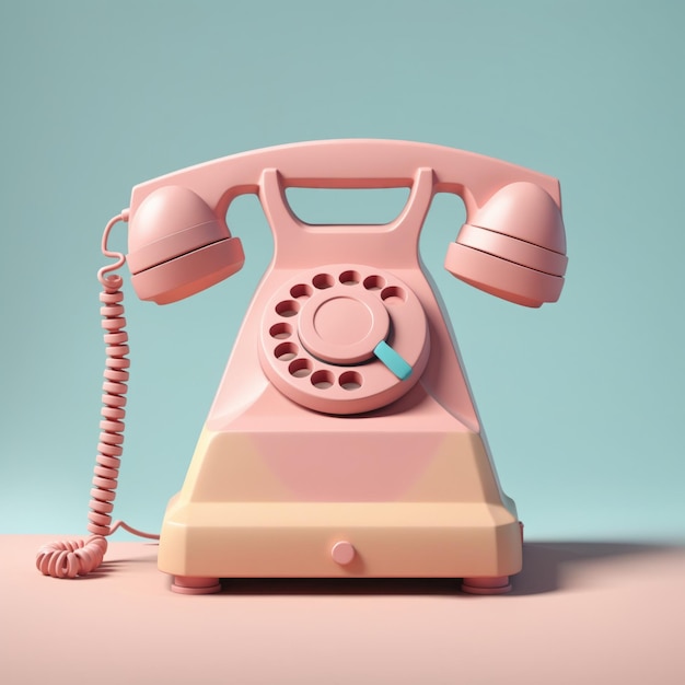 Foto een pastel roze kleur retro stijl telefoon illustratie