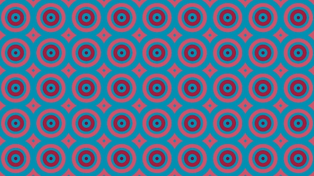 Een patroon met rode en blauwe cirkels op een blauwe achtergrond.