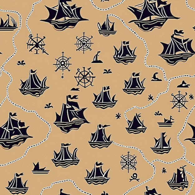 een patroon met schepen en ankers