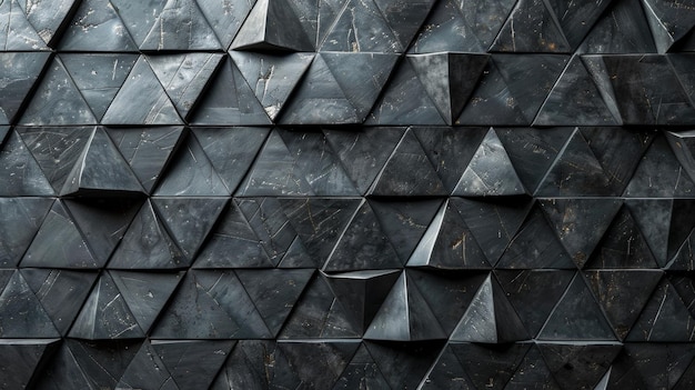 Een patroon van 3D-driehoeken Abstract mozaïek van zwarte driehoeken