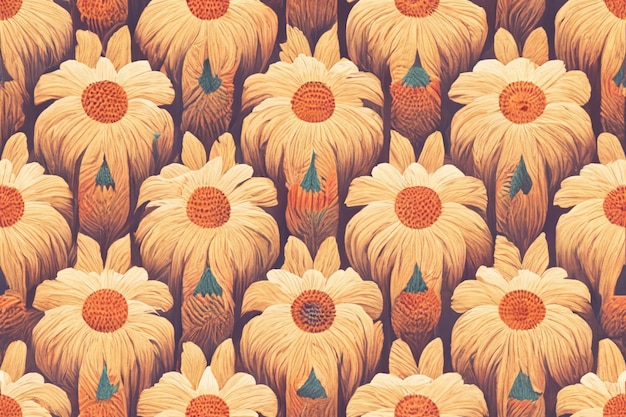Een patroon van bloemen met het woord zon op de bodem.