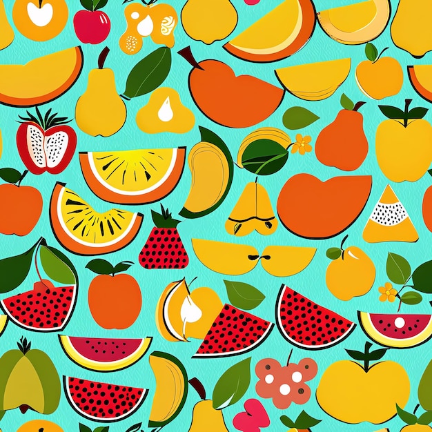 een patroon van fruit en sinaasappels
