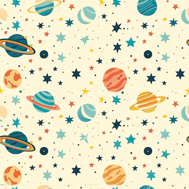 een patroon van planeten en sterren