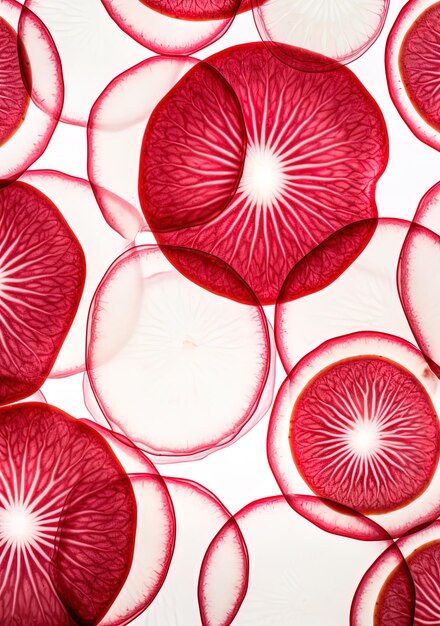 Foto een patroon van rode en witte cirkels met een witte achtergrond