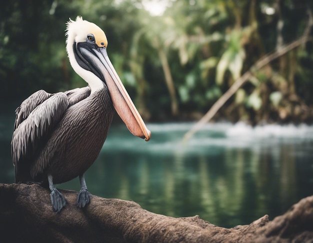 Een pelikaan in de jungle.