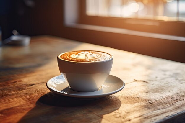 een perfecte latte warme koffie op tafel