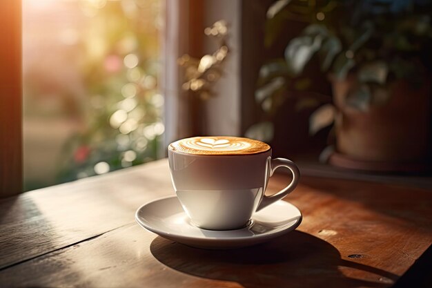 een perfecte latte warme koffie op tafel