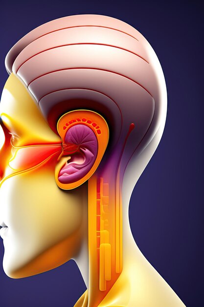 Een persoon heeft hoofdpijn, migrainepijn. Gezondheids- en pijnconcept