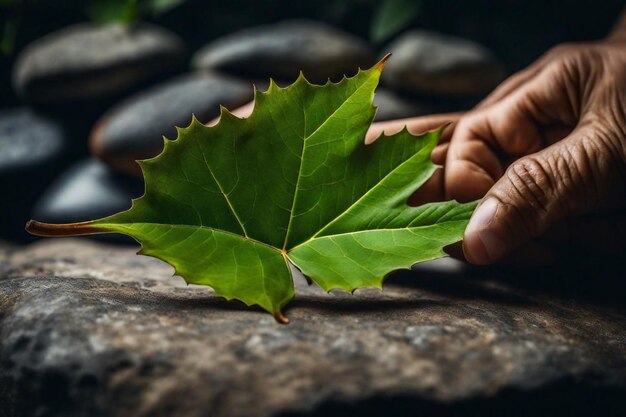 Foto een persoon houdt een blad vast met het woord erop