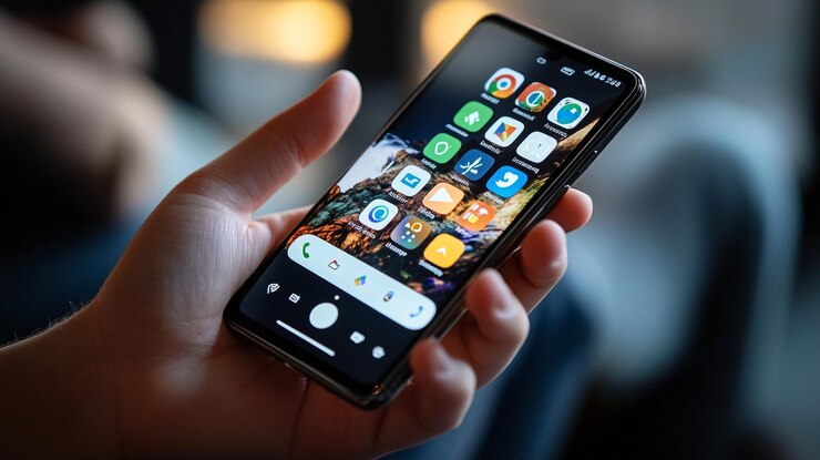 Foto een persoon met een telefoon met de tijd van 9 00