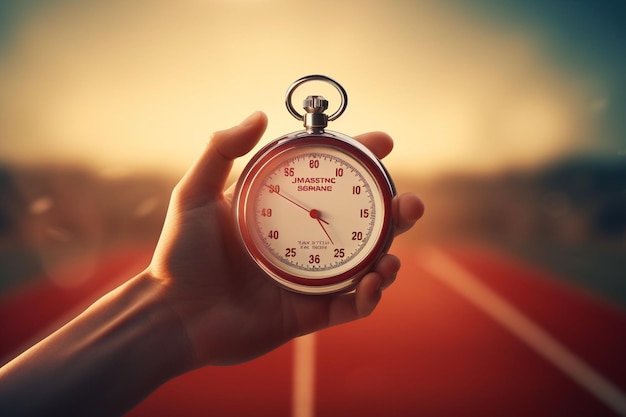 Foto een persoon met een vintage stopwatch met de generative ai