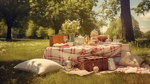 Een picknick met een vintage deken.
