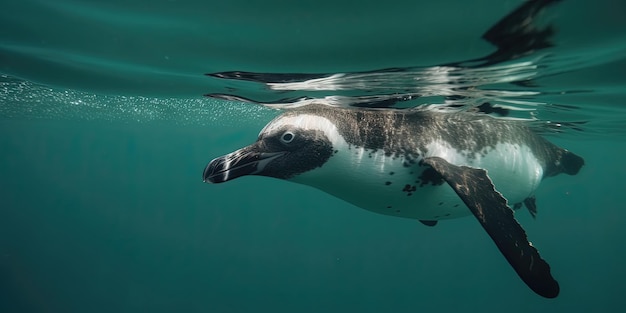 een pinguïn die in het water zwemt