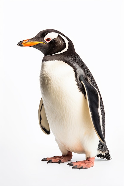 Een pinguïn met een rood oog