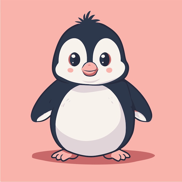 een pinguïn met een witte buik en een roze achtergrond