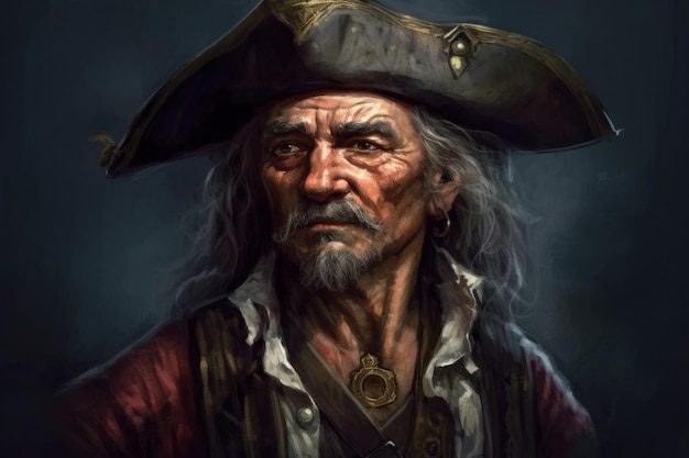 Een piraat met een hoed en een hoed