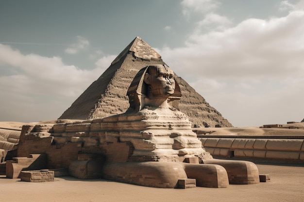 Een piramide en een sfinx in Egypte