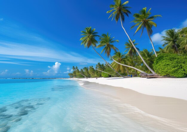 Een pittoresk strand met palmbomen en zacht wit zand