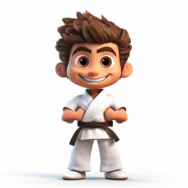 een Pixar-tekenfilmvriendelijke, gezonde kleine schattige karate