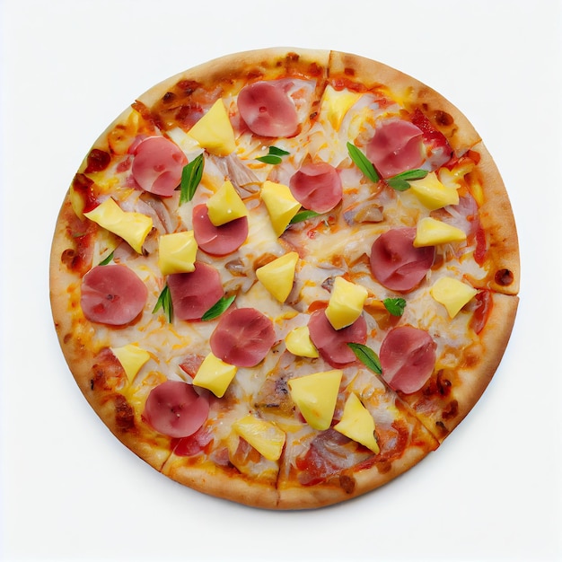 Een pizza met ananas erop