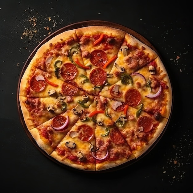 Een pizza met veel toppings erop