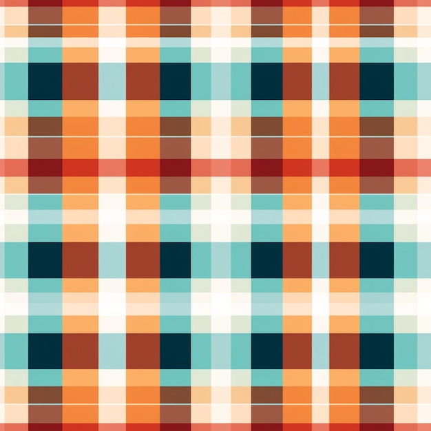 een plaid patroon met verschillende kleuren van vierkanten generatieve ai