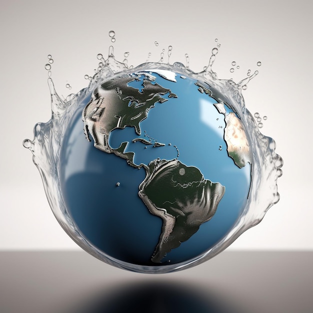 Een planeet aarde in waterplons