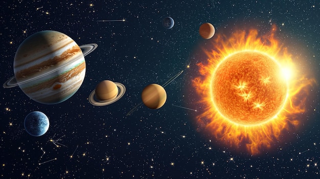 een planeet met de zon op de achtergrond