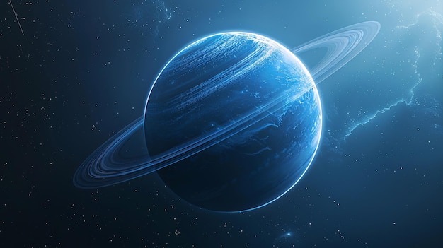 Foto een planeet met een blauwe achtergrond en een zon in de achtergrondplaneten op blauwe agtergrond buitenste ruimte