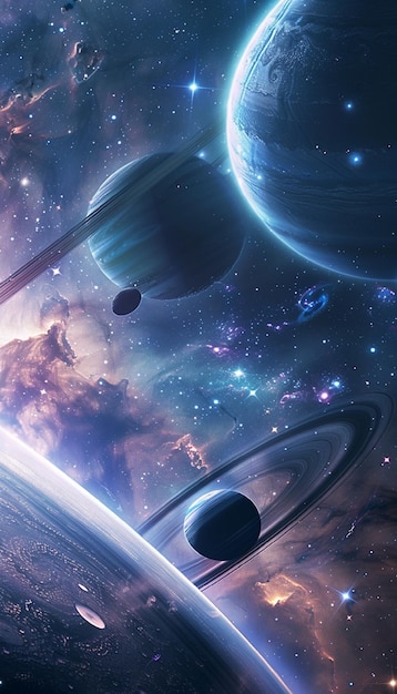 een planeet met een planeet en een planeet op de achtergrond