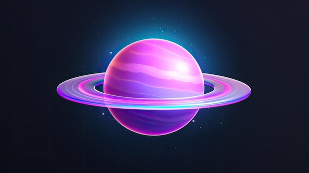 Een planeet met paarse strepen en een paarse achtergrond.