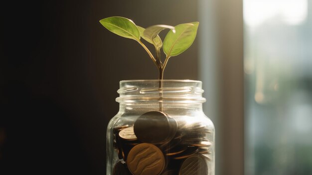 Een plant die bloeit in munten Boom van geld