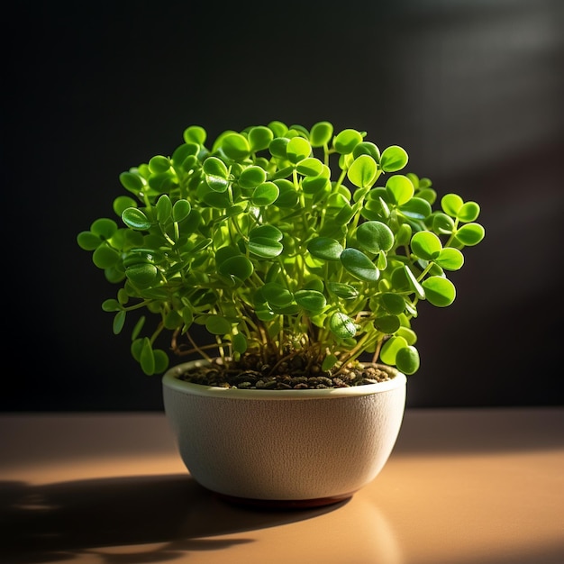 Een plant die in de grond groeit met de zon erop.