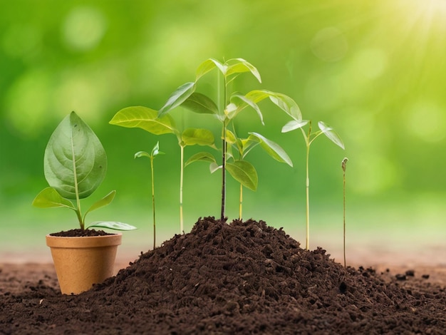 een plant in een pot met een plant die eruit groeit