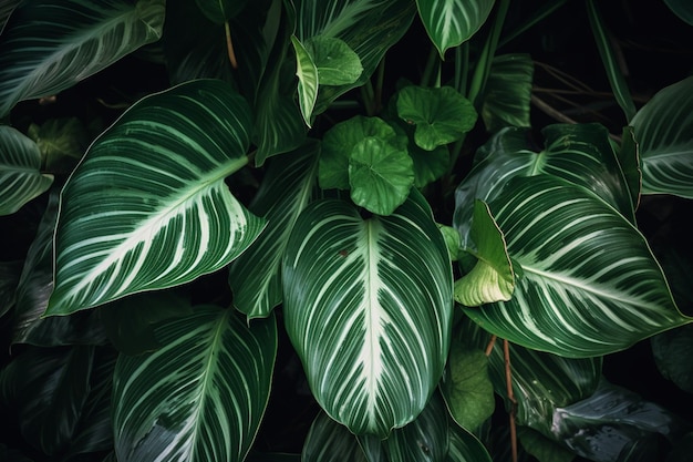 Een plant met een bladpatroon waarop 'groot blad' staat