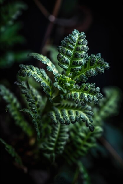 Een plant met een groen blad waarop het woord varen staat.