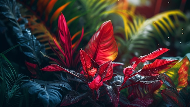 Foto een plant met rode bladeren en een rode bloem op de voorgrond
