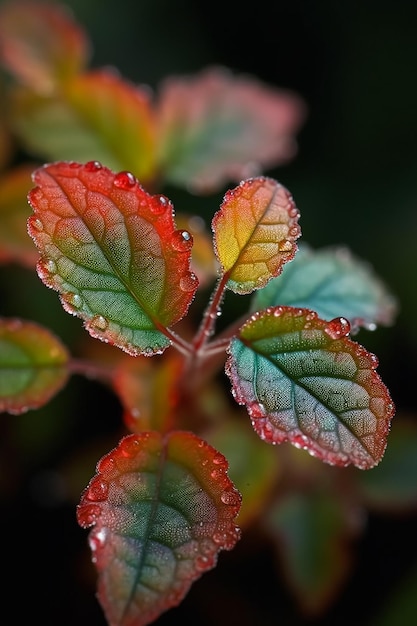 Foto een plant met waterdruppels erop