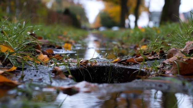 Een plas water is te zien in het midden van