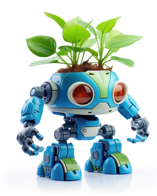 Een plastic robotplant speelgoed