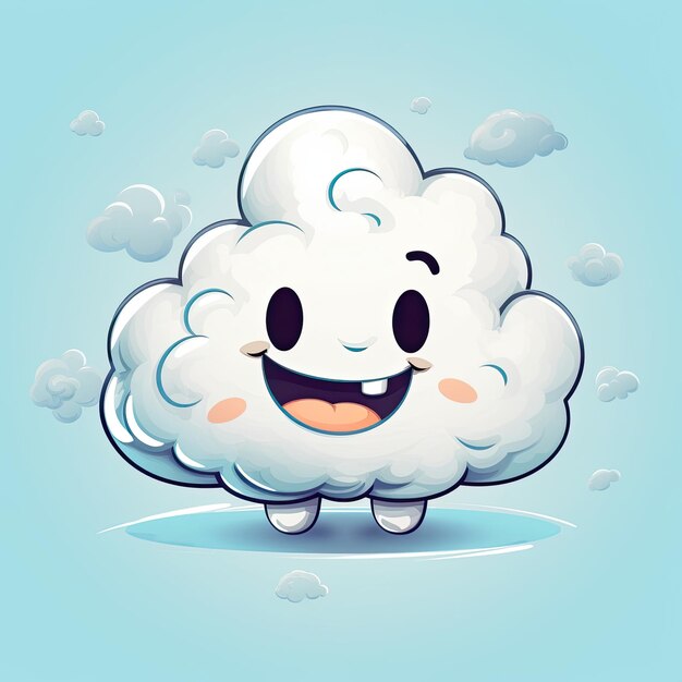 Een pluizige, leuke wolk, een mascotte, een heldere en vrolijke symbool van de natuur, een generatieve AI.