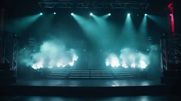 Een podium met verlichte lichten