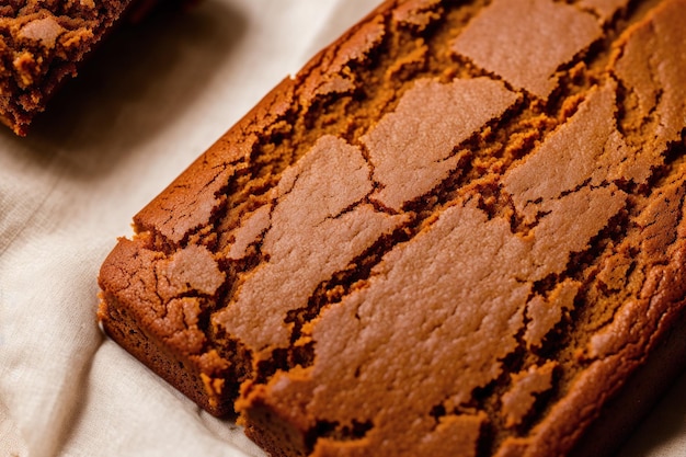 Een pompoenbrood waarvan de bovenkant is afgesneden.