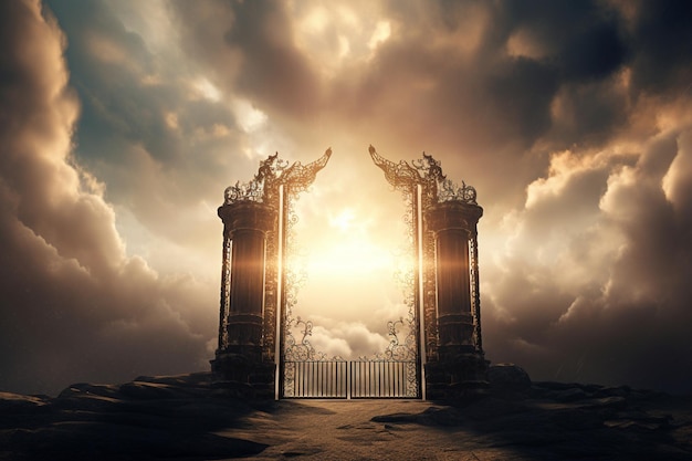 Een poort met het woord hemel erop