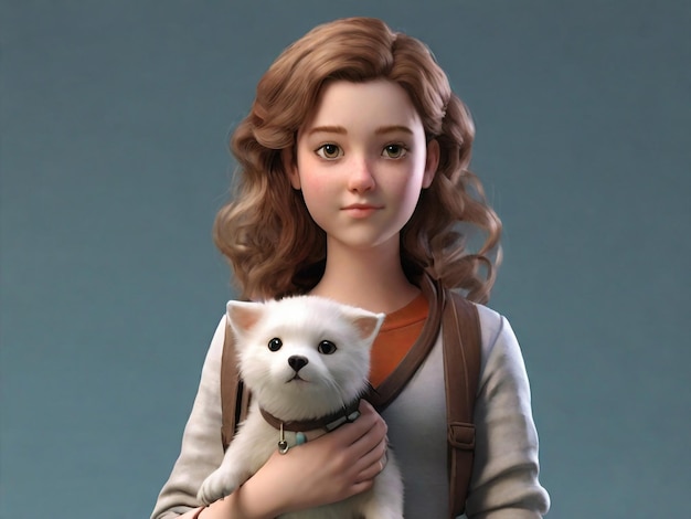 een pop met een hond en een vrouw die een hond vasthoudt