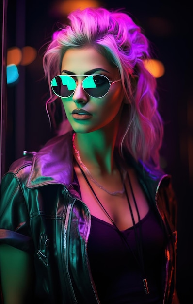 Een portret meisje in cyberpunk stijl