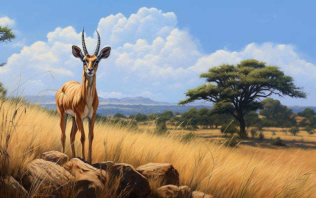 Een portret van de sierlijke gazelle in de savanne