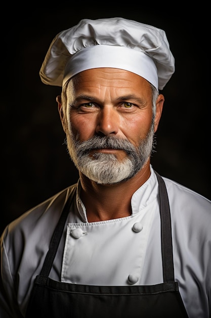 Een portret van een chef-kok in zijn veertiger jaren gegenereerd door AI